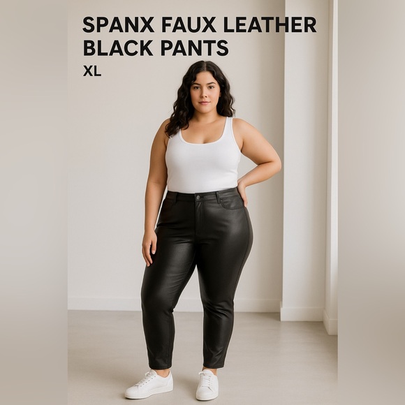 Spanx Faux Leather Pants Black XL High Rise - Picture 1 of 8